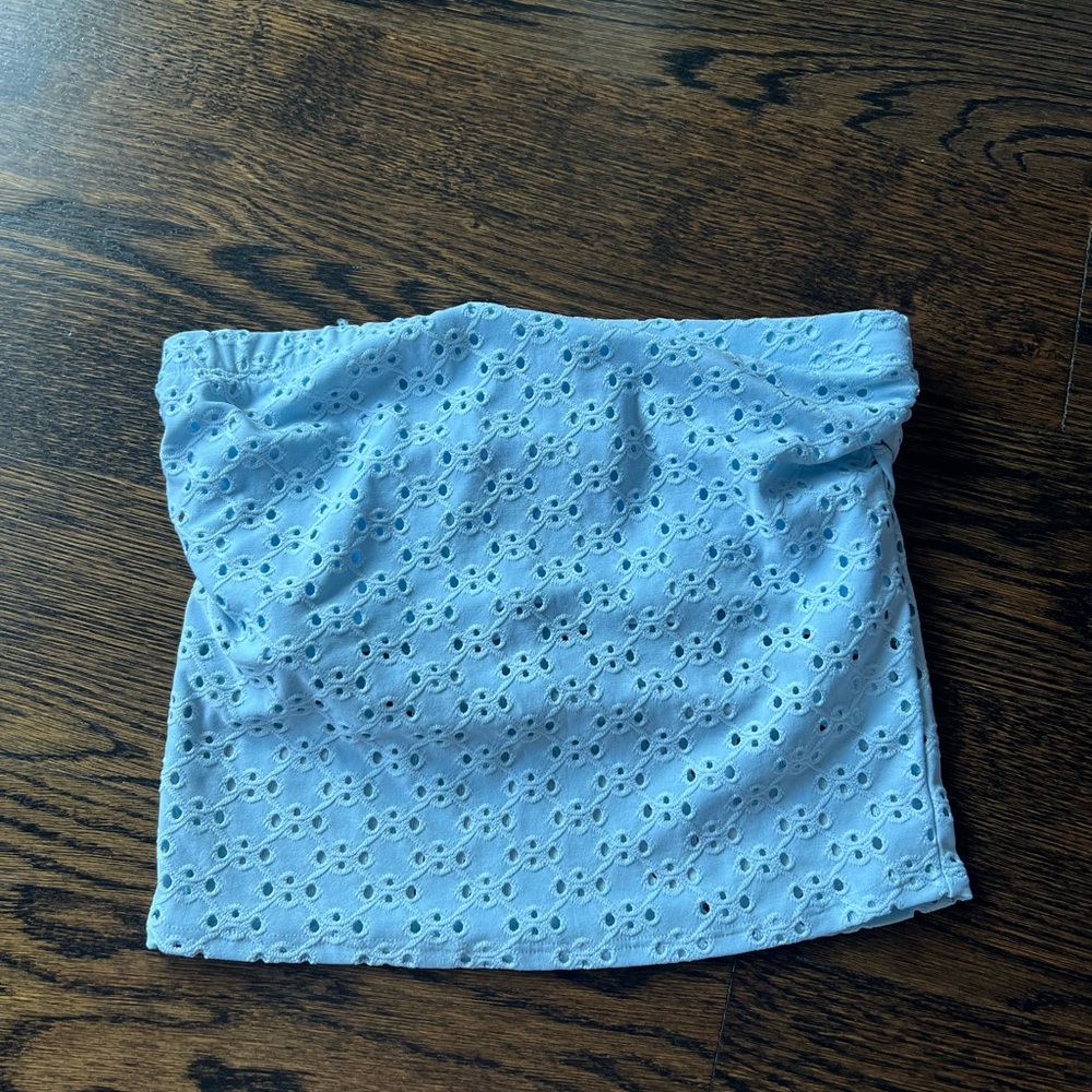 Blue Eyelet Women's Crop Top